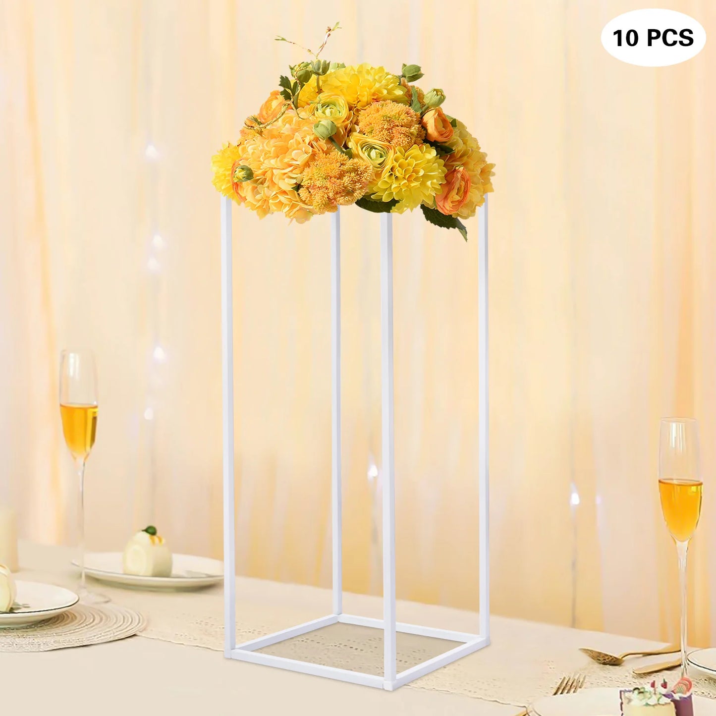 10Pcs Geometric Metal Stands Flower Floor Holders Wedding Centerpieces 60cm Rectangle Metal Flower Stand Wedding Party Decor