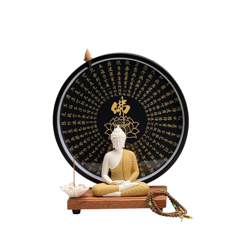 Sakyamuni Buddha Statue Tathagata Buddha Figure Large Buddha Statue Ceramic Lamp Circle Living Room For Incense Porch Home Decor