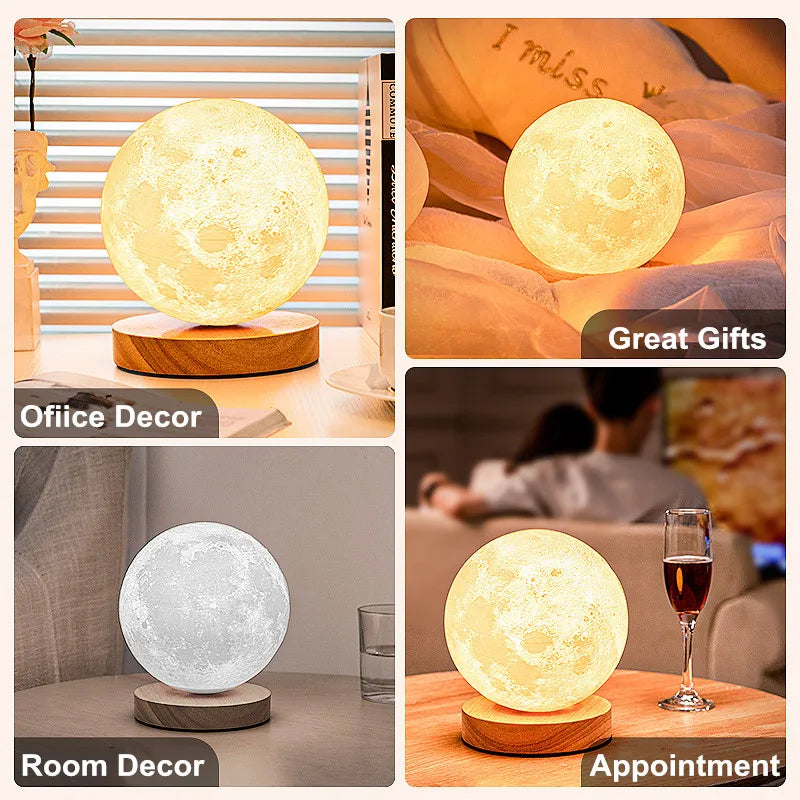 Lámpara de Noche de Luna 3D creativa, luz de noche Lunar giratoria de 360 ​​° para el hogar, oficina, habitación, Control táctil, lámpara Led de escritorio de 3 o 16 colores