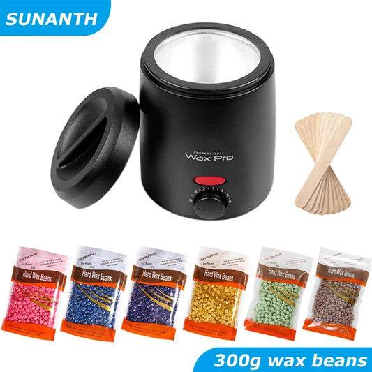 Wax Machine Kit for Hair Removal Wax Heater Depilation Waxing Dipping Pot Depilatory Wax Melt Beans Kit