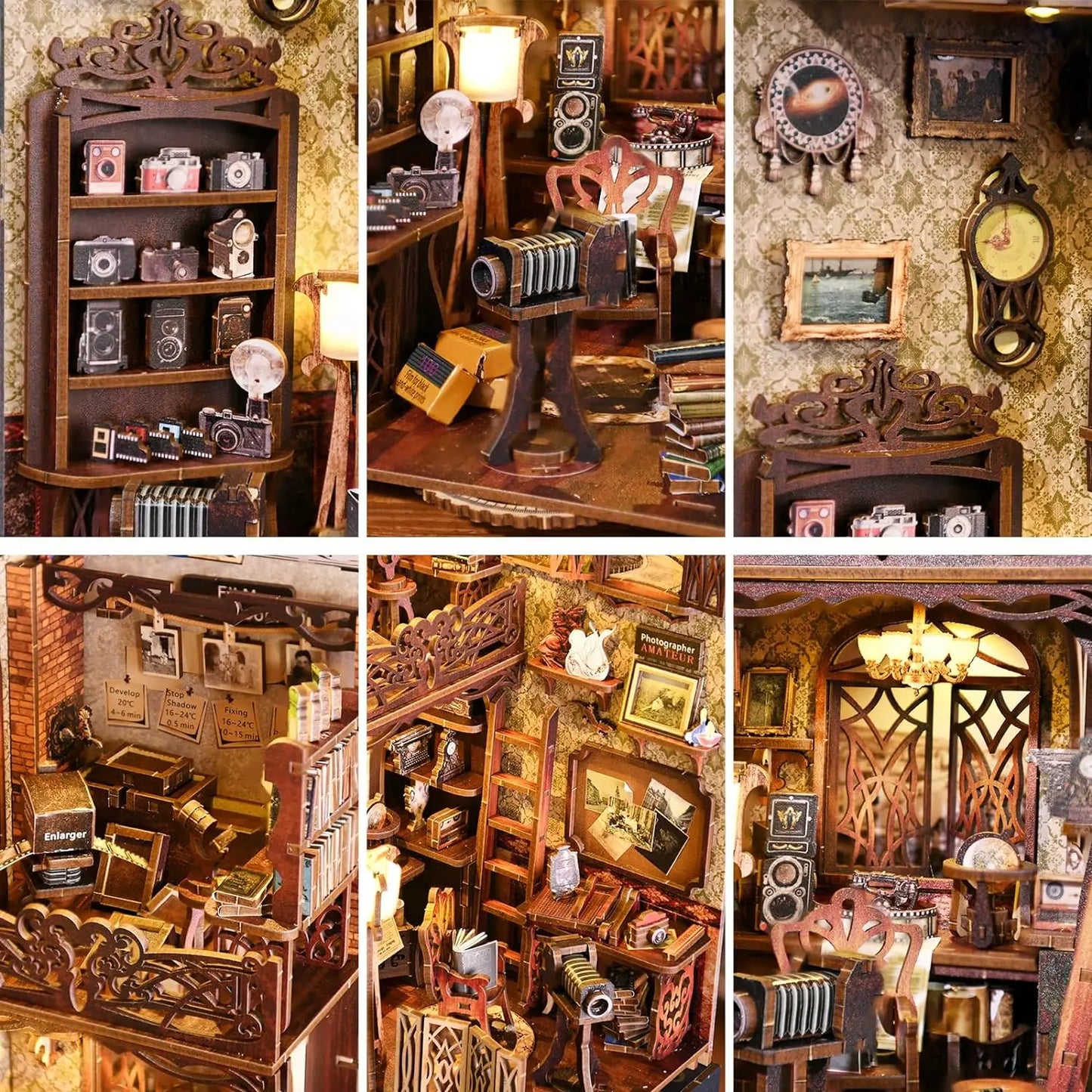 ATUBAN Kit de Coin de Livre, Bricolage Dollhouse Booknook Bibliothèque Insert 3D Puzzle en Bois Serre-Livres pour la décoration de Livre/Chambre, Maison modèle Miniature