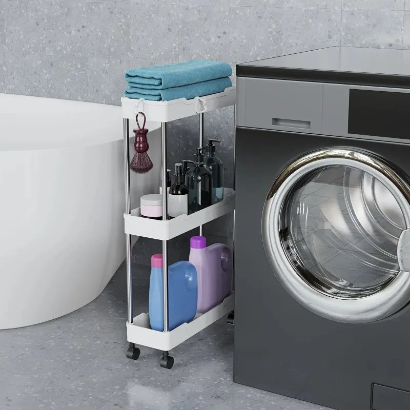 Estante de almacenamiento para baño con ruedas, carrito utilitario rodante de 3/4 capas, organizador de almacenamiento para baño, carrito utilitario multiusos