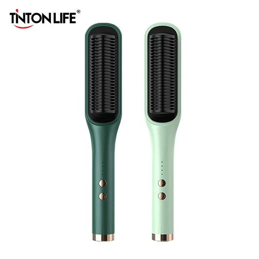 220V Hair Straightener Hot Comb Anti-Scalding Ceramic Hair Curler Brush Negative Ion Hair Electric Straightening Comb 2 In 1