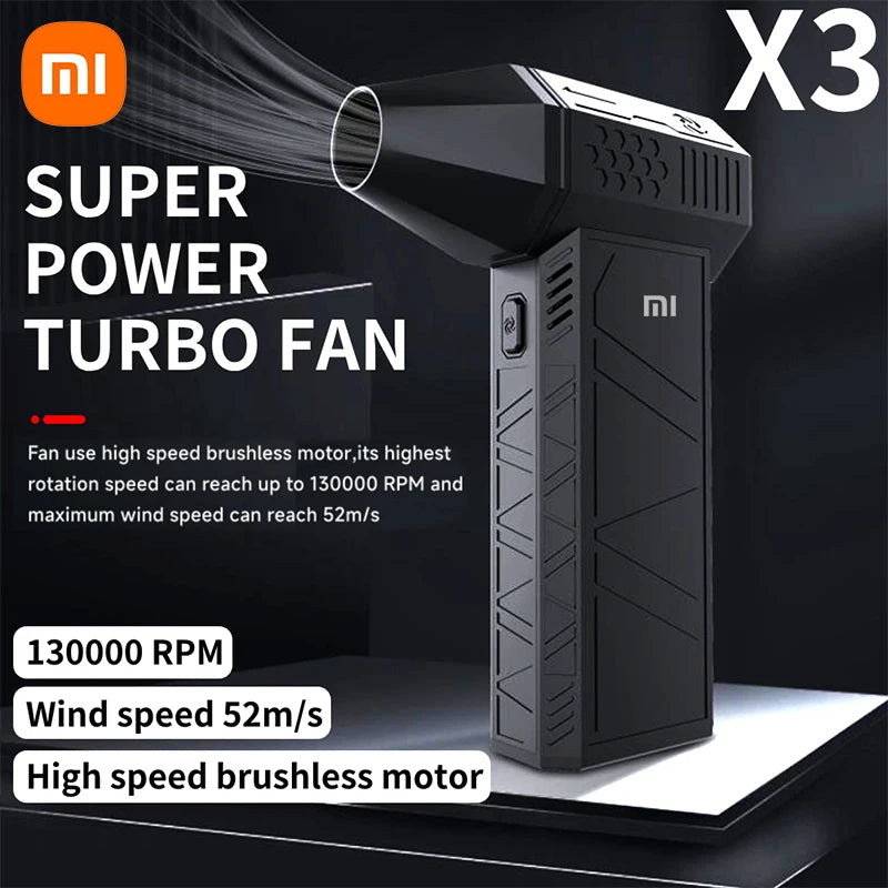 Xiaomi X3 Violent Blower Mini Turbo Jet Fan Handheld 3nd Generation Brushless Motor 130,000 RPM Wind Speed 52m/s Duct Fans