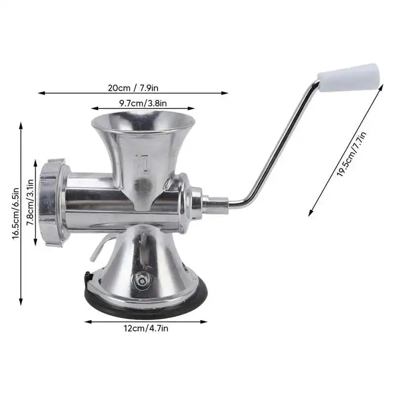 Manual Meat Grinder Silver Suction Cup Type Meat Mincing Machine Aluminum Alloy Sausage Filling Machine for Home Kitchen