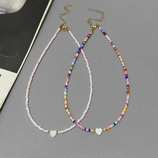 Collier ras du cou en forme de coquillage naturel pour fille, nouveau, mode printemps-été, petites perles de verre colorées, cadeau pour ami, nouvelle collection