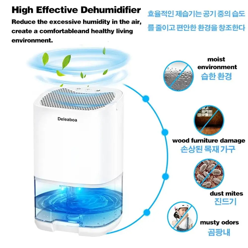 1000ml Dehumidifier With Basic Air Filter 2 in 1 Quiet Moisture Absorbers Cost-Effective Air Dehumidifier For Home Room Kitchen