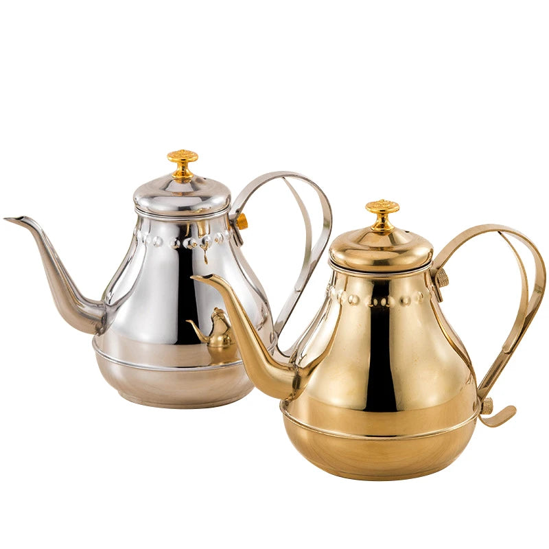 Cafetera de acero inoxidable de 1,2/1,8l, elegante tetera con cuello de cisne con filtro, cocina de inducción, tetera para restaurante y hogar