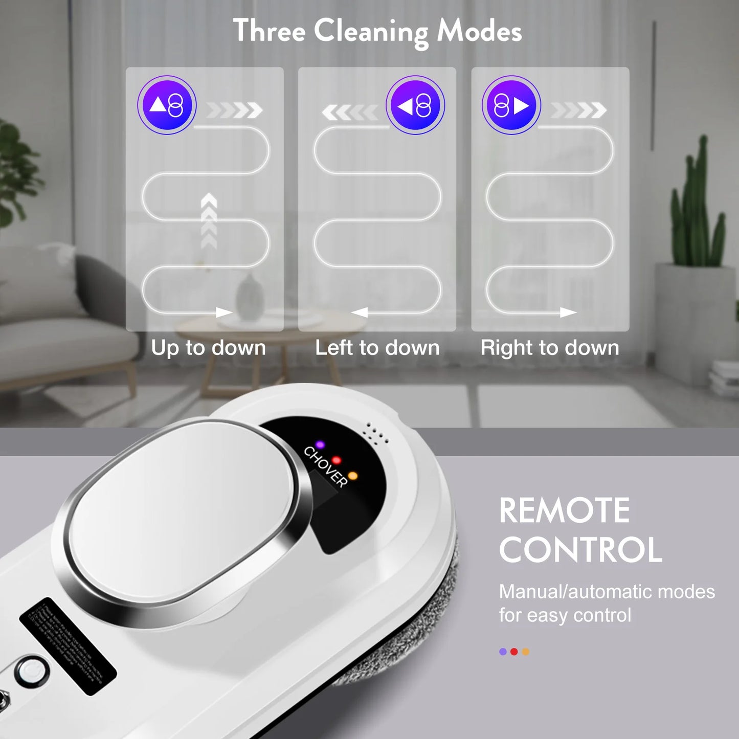 CHOVERY Robot aspirador limpiacristales robot limpiacristales eléctrico limpiacristales mando a distancia