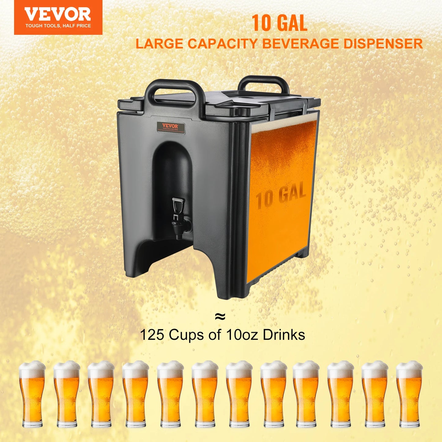 VEVOR 2.5 5 10 gallons distributeur de boissons isolé de qualité alimentaire serveur de boissons chaudes et froides distributeur de boissons thermiques refroidisseur