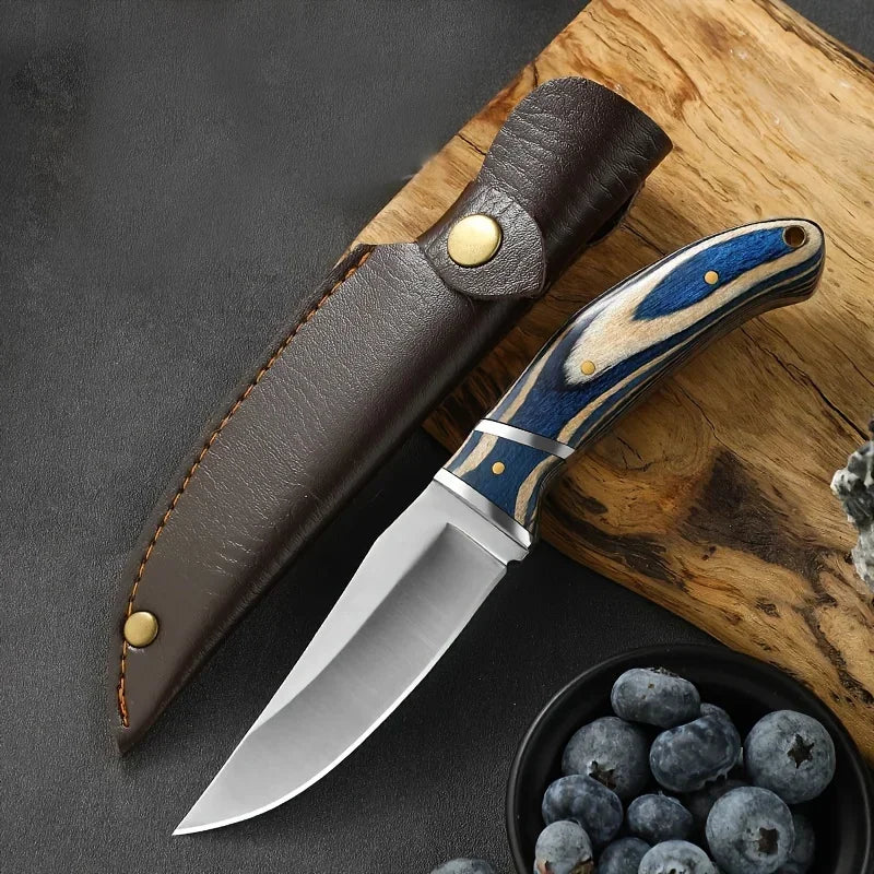 1 cuchillo de cocina de acero inoxidable, funda para cuchillo de bolsillo EDC portátil para frutas, cuchillo para cortar carne para cocina, adecuado para el hogar y la barbacoa