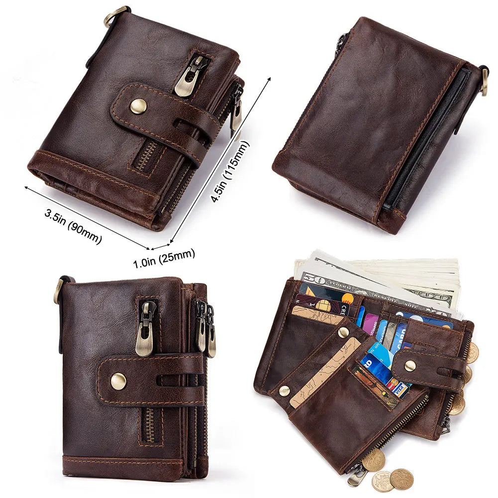 Meilleure vente 100% en cuir véritable hommes portefeuille porte-monnaie petit porte-cartes portefeuille Portomonee mâle Walet poche café argent