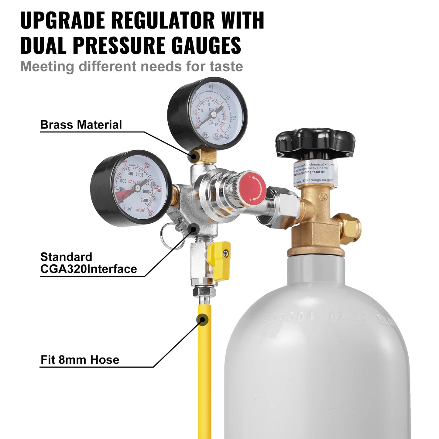 VEVOR-regulador de CO2, medidores triples dobles con válvula de retención, barril de cerveza Homebrew CGA320 para dispensador de cerveza, uso en Bar doméstico