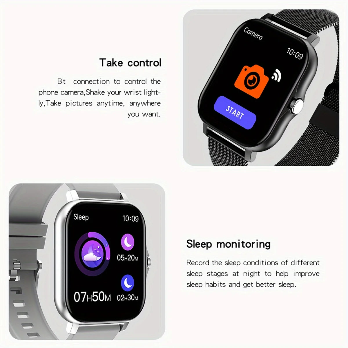 Montre connectée pour téléphone Android, écran couleur 2023 pouces, entièrement tactile, cadran personnalisé, pour femmes et hommes, avec appels Bluetooth, nouveau, 1.44