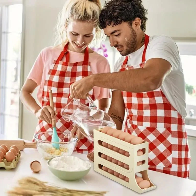 Boîte de rangement d'œufs au réfrigérateur, conteneur de cuisine roulant, support roulant d'œufs de grande capacité, support organisateur d'œufs de réfrigérateur 2/1 pièces