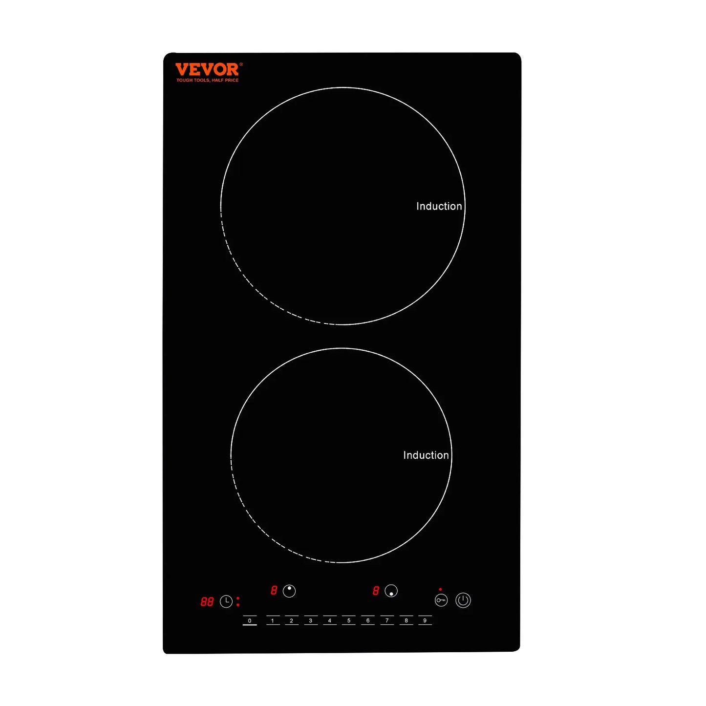 VEVOR 2 Burners Electric Induction Cooktop Stove Hob Built-in Burner Cooker Sensor Touch Control Magnetic Cooker Hot Plate