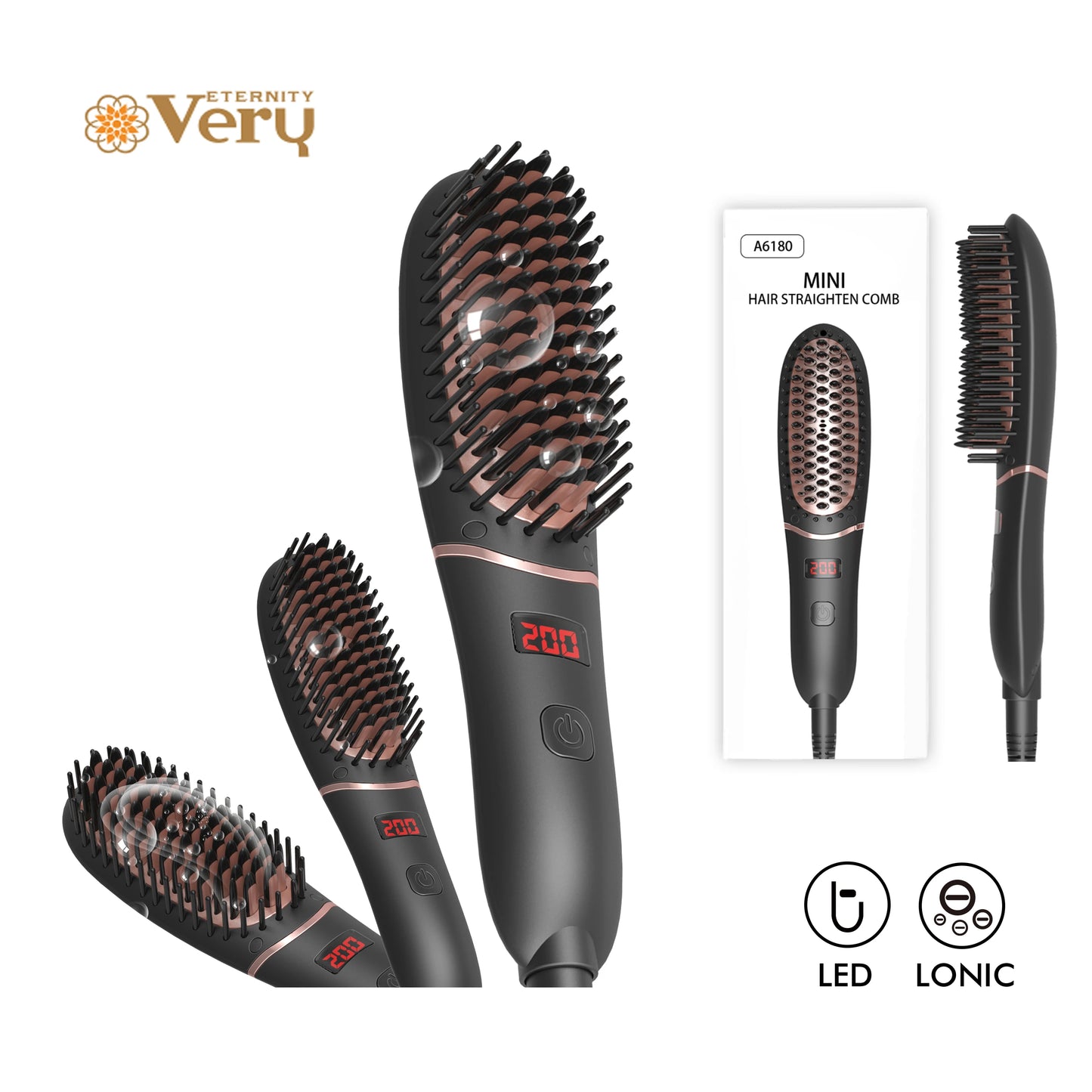 New Hair Straightener Hot Brush Women's Hair Brush For Curler Ceramic Multi-speed Electric Straightening Comb Curling Iron Brush