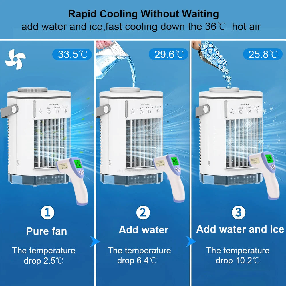 Climatiseur Portable, Mini refroidisseur d'air, USB, ventilateur de refroidissement à eau glacée, avec humidificateur, pour chambre à coucher, 700ml