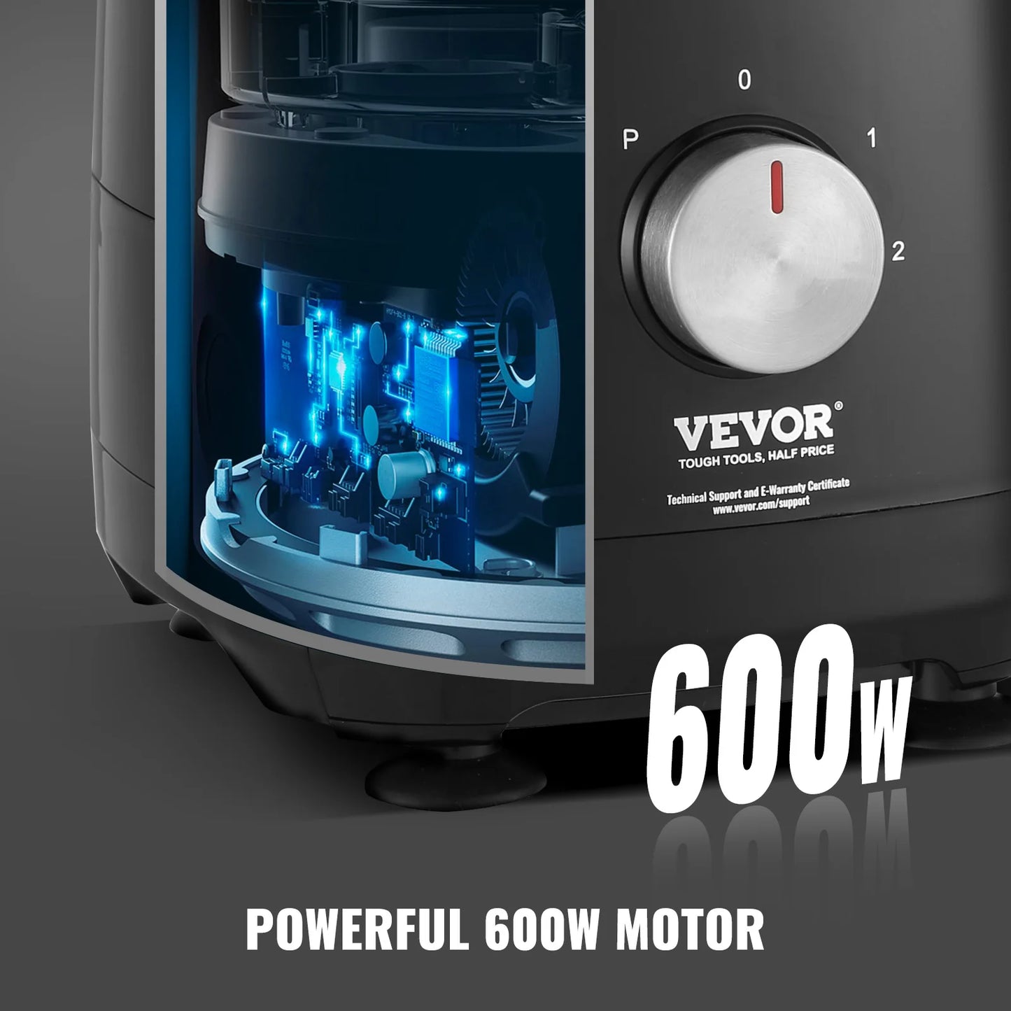 VEVOR robot culinaire hachoir à légumes 9 tasses pour hacher le déchiquetage 600 Watts lame en acier inoxydable professionnel