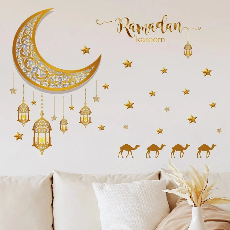 Autocollants de fenêtre Eid, décoration du Ramadan Eid Mubarak, décor pour la maison, Ramadan Kareem Islam, fournitures de fête musulmane Eid al-fitr, 2024