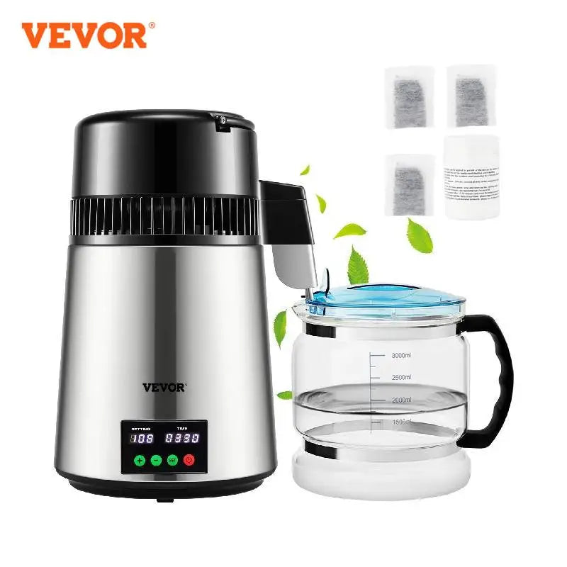 VEVOR 4L distillateur d'eau purificateur filtre 1 L/H vitesse de distillation distributeur bouteille de boisson adoucisseur écran tactile appareil ménager