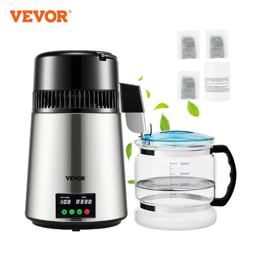 VEVOR-filtro purificador de destilador de agua, 4L, 1 L/H, dispensador de velocidad de destilación, suavizante de botellas, pantalla táctil, electrodoméstico