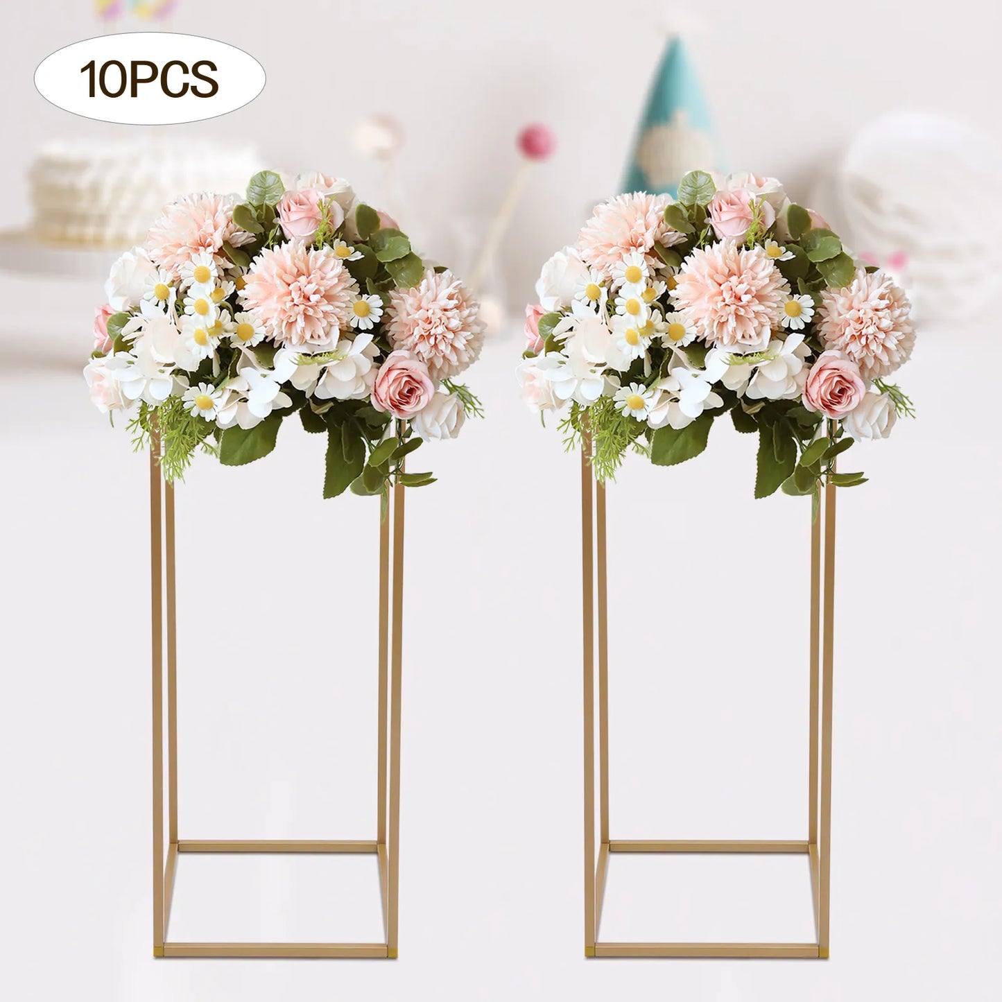 10 Uds. Soporte de flores de Metal para centros de mesa de boda de 23,62 pulgadas de alto para decoración de banquetes de fiesta de cumpleaños de vacaciones