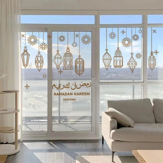 Pegatinas de ventana Eid, decoración de Ramadán, decoración Eid Mubarak para el hogar 2024, Ramadán Kareem, suministros para fiestas musulmanas islámicas, Eid al-fitr