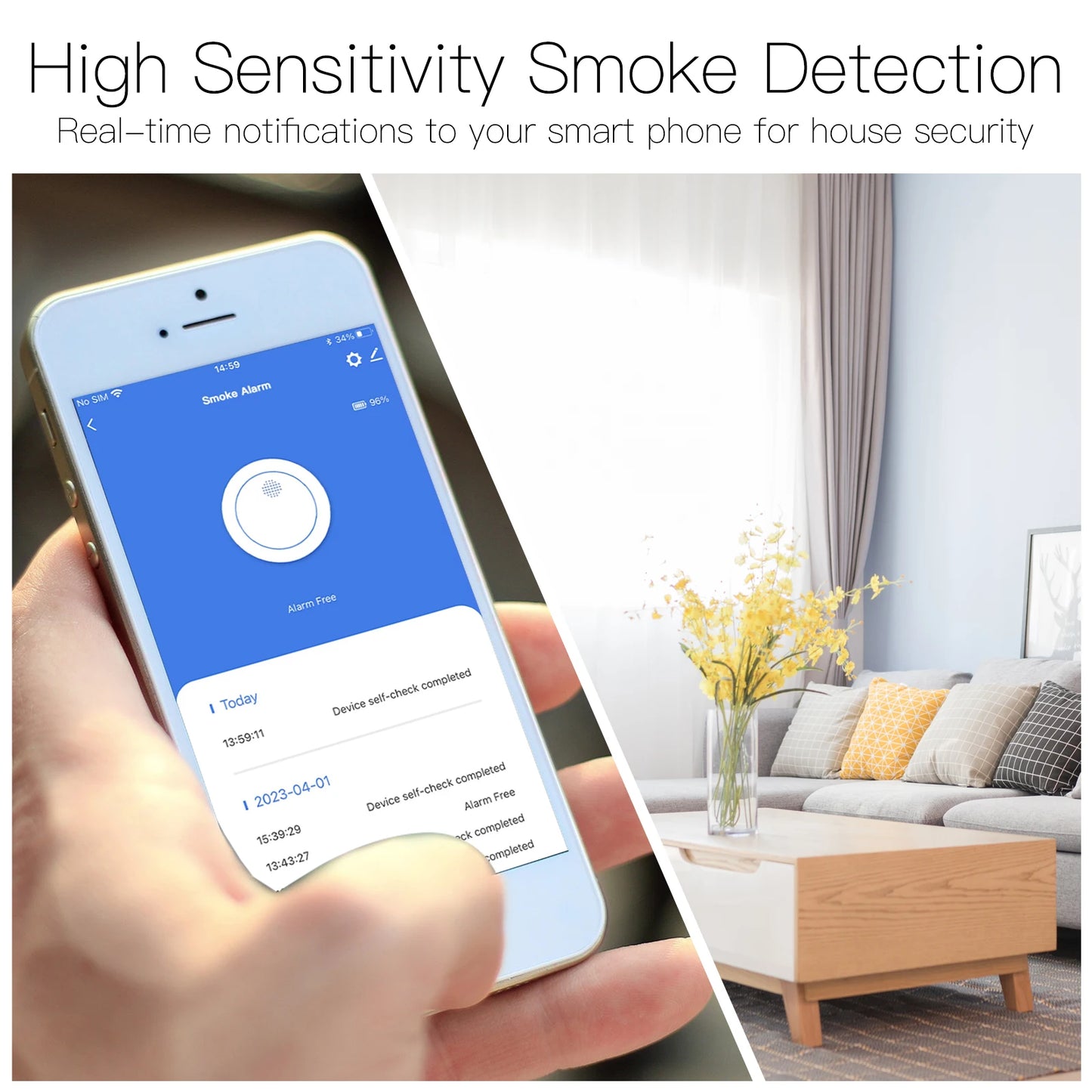 MOES ZigBee Smart Wireless Smoke Detector Fire 85dB Sound Alarm Siren Sensor Smart Safety Protection Home Kitchen Fire App Alert