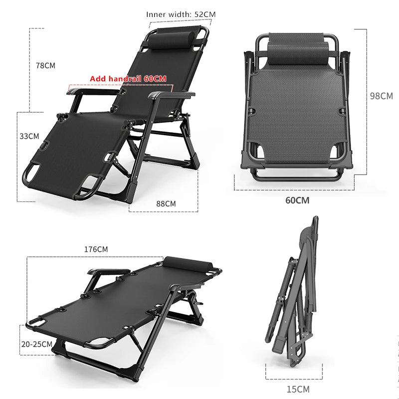 Lit pliant ultra léger à hauteur réglable, fauteuil inclinable multifonctionnel pour la maison et l'extérieur, conduite autonome