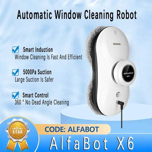 AlfaBot Window Cleaning Robot High Suction Electric Glass Window Cleaner Robot Anti-falling Remote Control Robot Vacuum Cleaner