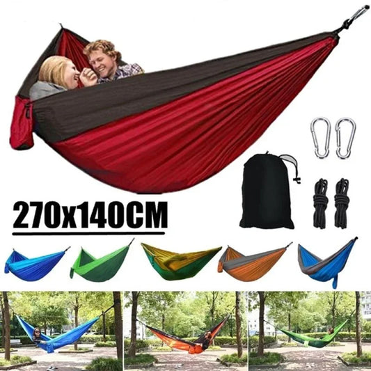 Nouveau hamac de Camping extérieur portatif pour une personne, lit suspendu en tissu Parachute haute résistance de couleur assortie en Nylon