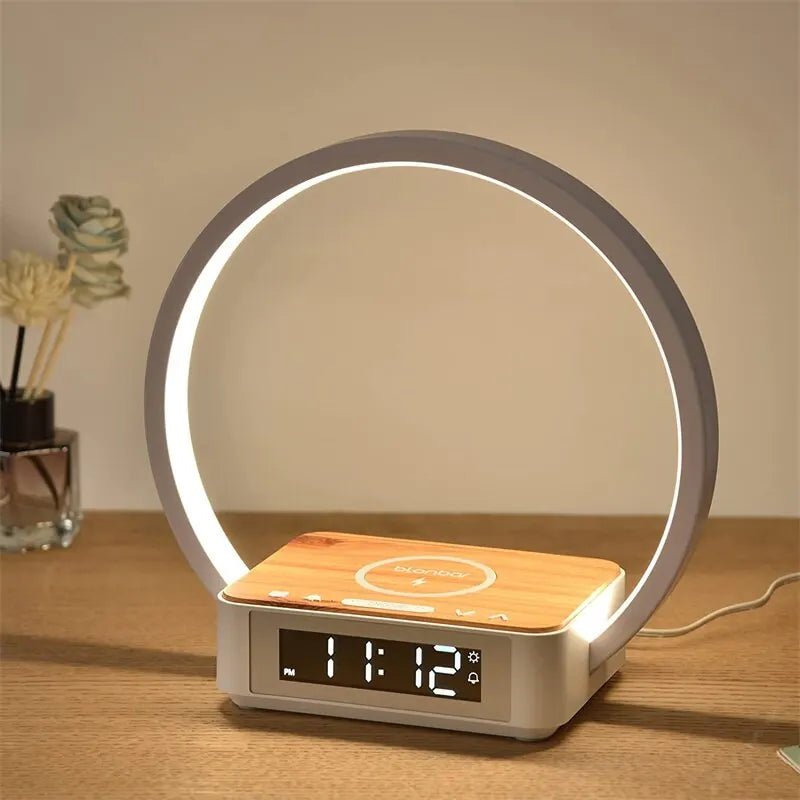 Lampe de chevet tactile 3 en 1 à chargement sans fil, avec réveil, lumière de réveil, Table de chevet, veilleuse de lecture pour chambre à coucher