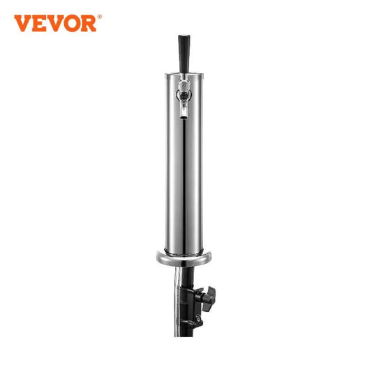 VEVOR Homebrew Draft Beer Tower One/Two Tap Stainless Steel Deluxe Kegerator Tower Kit W/ Dual Gauge Regulator Bar Accessories