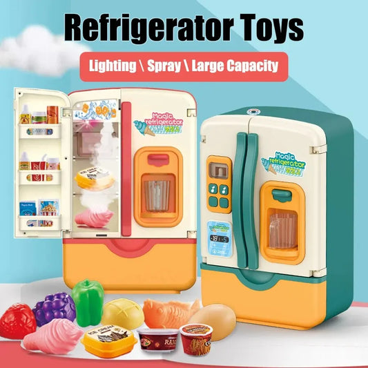 39 Uds. Casa de juegos de refrigerador simulada para niños, juego de comida con nevera, juguetes de rol para cocinar, regalo para niños y niñas