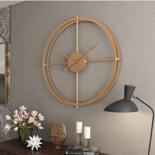 Large Retro Wall Clock Double-walled Square Tube Iron Home Clocks Simple Design Living Room Office Art Wall Decor Hanging Watch