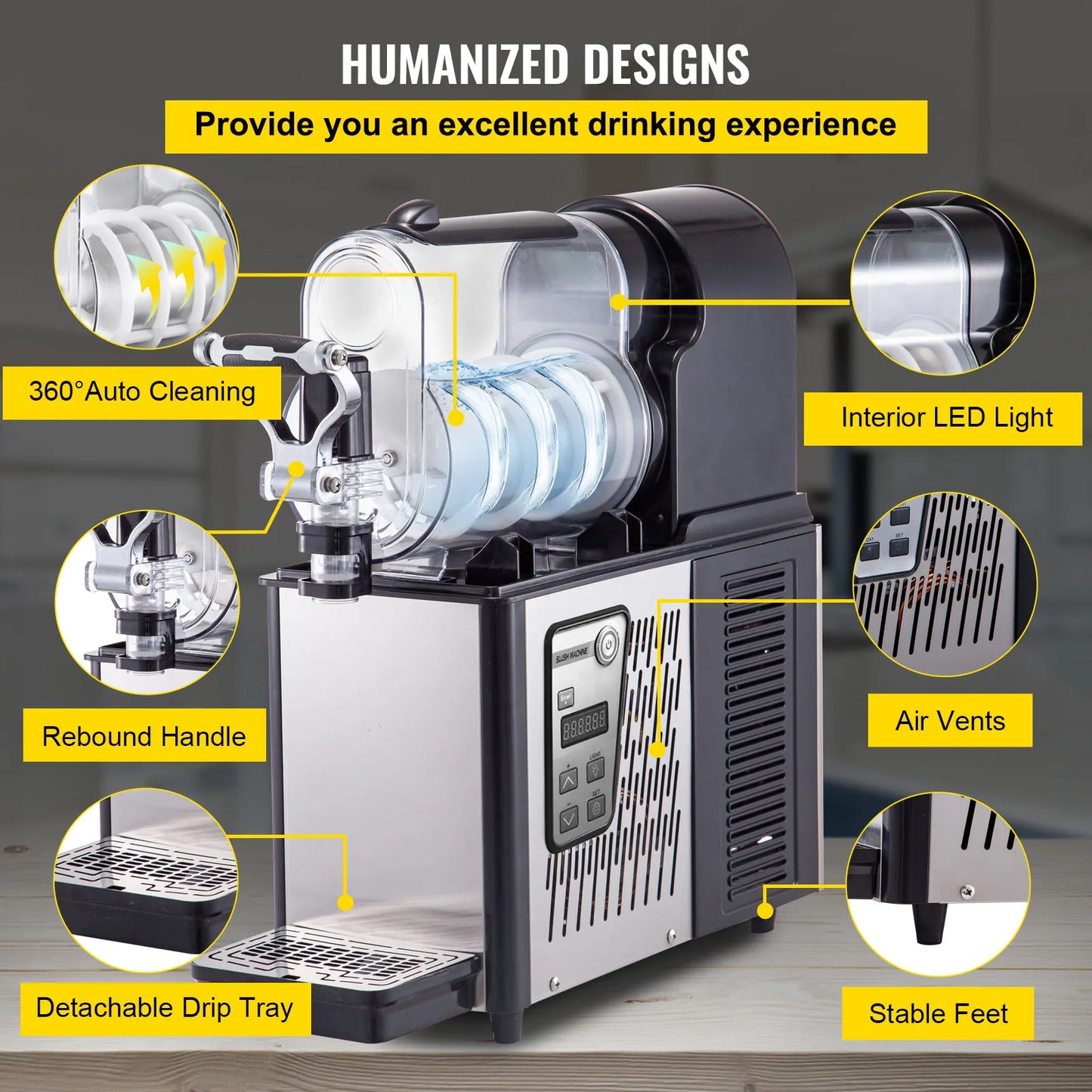 VEVOR 3/6L 1/2 pot Commercial Slushie Machine Slushie fabricant distributeur de boissons glacées jus glacé Smoothie Granita distributeur automatique