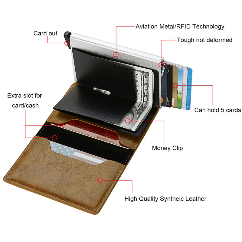 ANTI Rfid Credit Card Holder Men Wallets Bank Cardholder Case Small Leather Slim Thin Magic Mini Wallet Smart Minimalist Wallet