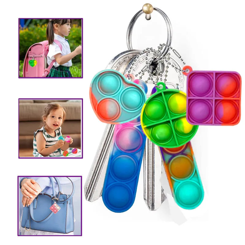 Mini porte-clés Pop, 20 pièces, jouets sensoriels pour tout-petits, en vrac, pour prix en classe, cadeaux de fête d'anniversaire pour enfants, sac de cadeaux