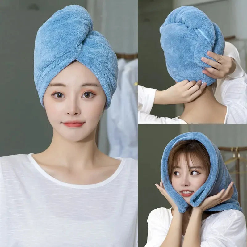 Femmes cheveux longs séchage rapide serviette de cheveux doux microfibre serviettes bonnet de douche serviette chapeaux de bain pour femmes cheveux secs dame Turban tête