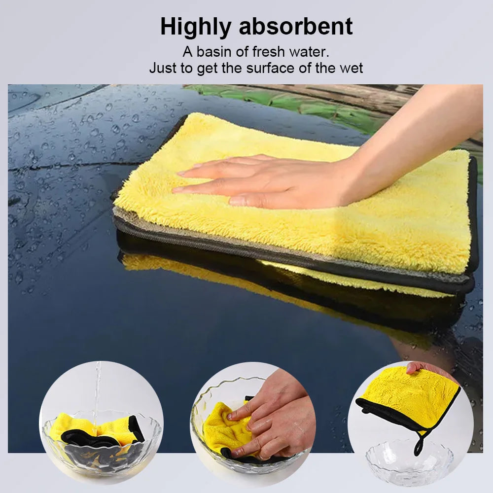 3/5/10Pcs Car Wash Microfiber Towel 30x30/60CM Car Cleaning Drying Cloth Hemming Car Care Cloth Detailing Car Wash Towel