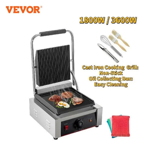 VEVOR – gril à Contact électrique antiadhésif, presse à Panini commerciale, pour Camping en plein air, cuisson de sandwichs, viande de Steak