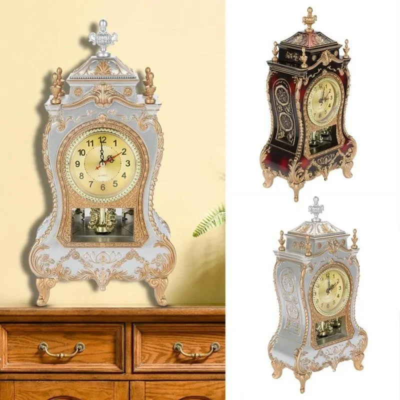 Desk Alarm Clock Vintage Clock Classical Royalty Sitting Room Desk Imperial Furnishing Creative Sit Pendulum Clock