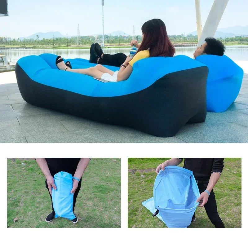 Productos de tendencia al aire libre, sofá cama inflable rápido, saco de dormir de buena calidad, bolsa de aire inflable, sofá de playa 240*70cm