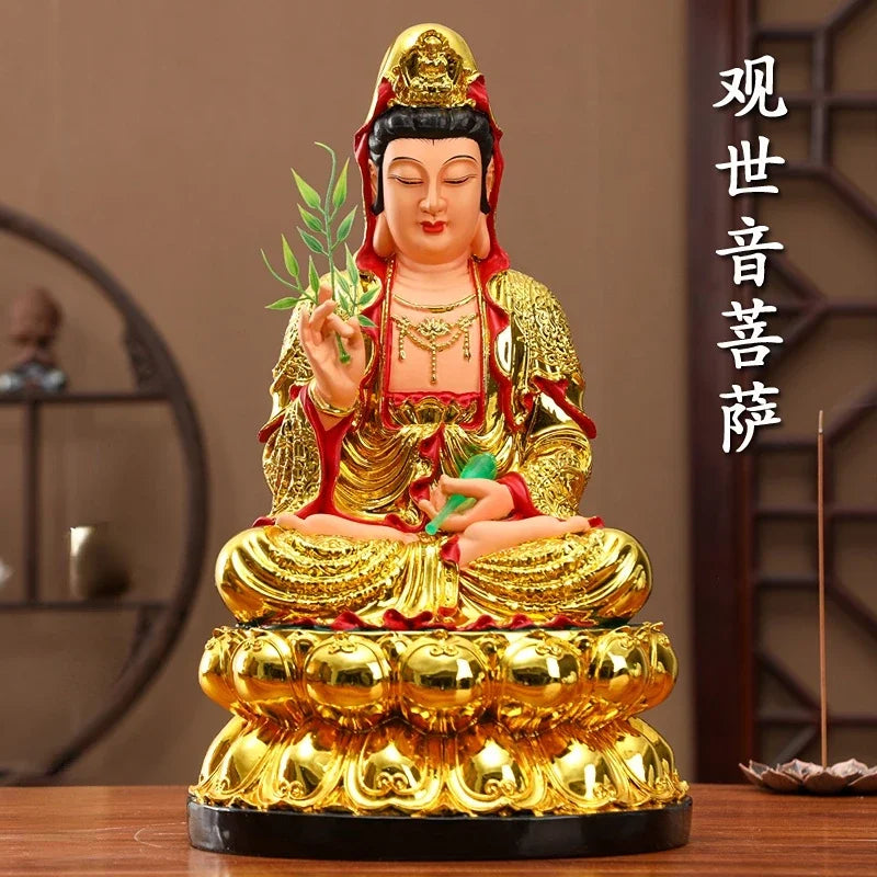 30 CM/11,8 "(H) adoración en el hogar del templo del Buda Guanyin resina hecha a mano Guanyin Bodhisattva adornos para el hogar Nanhai Guanyin Dios