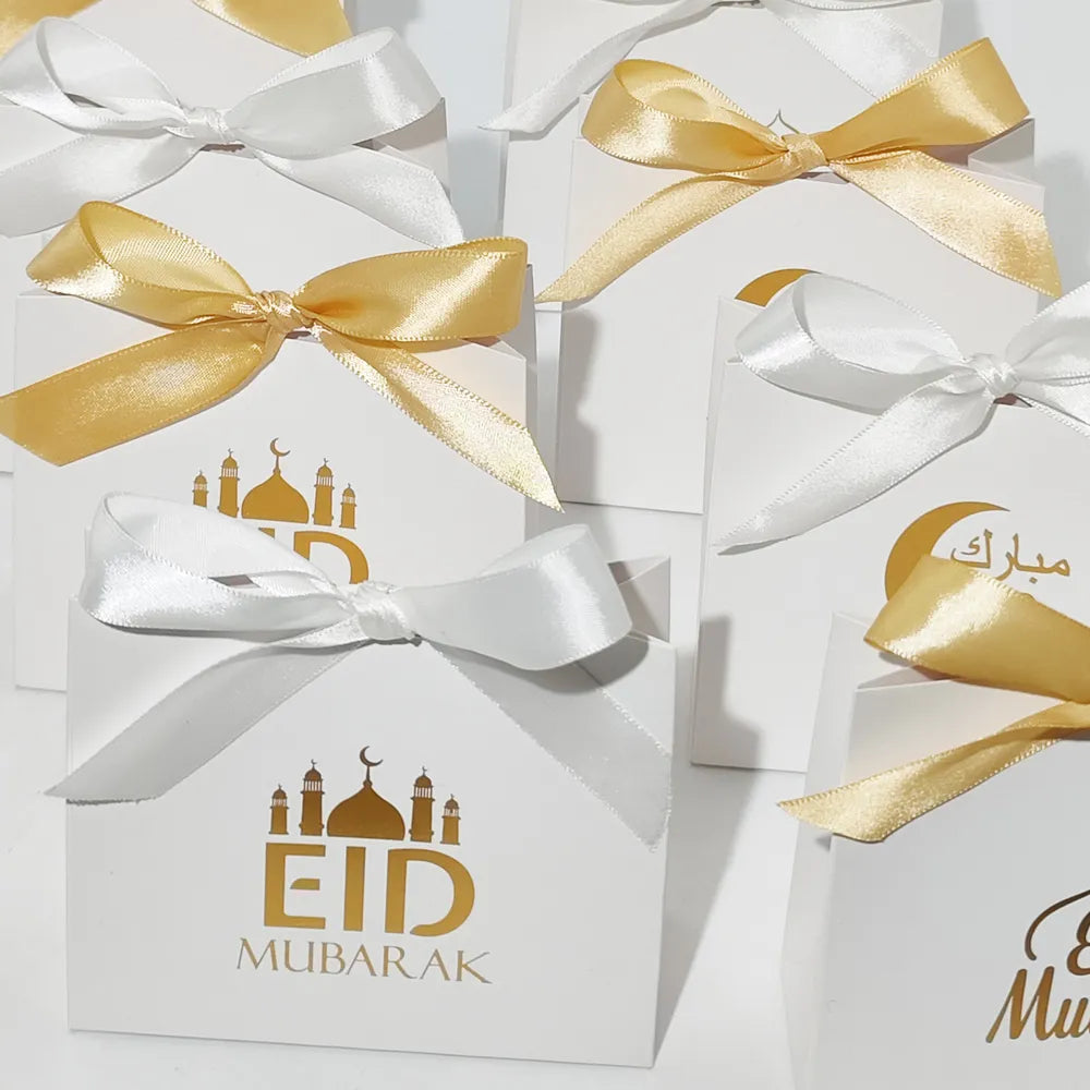 Happiness Ramadan Eid Mubarak Favor Boxes Treat Candy Box Party Favors Eid Mubarak Goodie Chocolates Biscuit Boxes