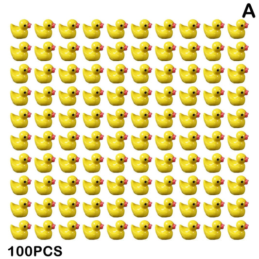 Figurines miniatures d'ornement de Mini canard jaune, 50/100 pièces, petit canard, résine, artisanat, Micro paysage, décoration de la maison