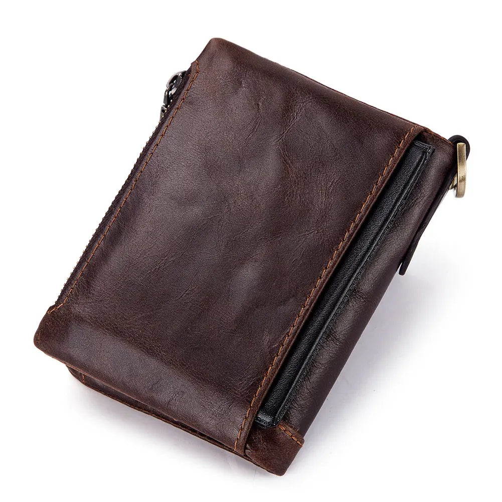 Meilleure vente 100% en cuir véritable hommes portefeuille porte-monnaie petit porte-cartes portefeuille Portomonee mâle Walet poche café argent