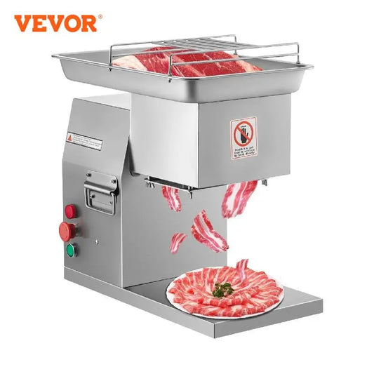 VEVOR 250Kg/H Electric Meat Slicer Stainless Steel 3mm Blades Meat Cutter Grinder Machine Auto Kitchen Home Appliance Commercial