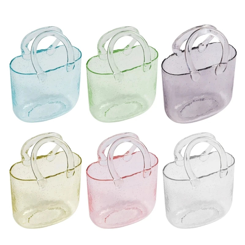 Jarrón de cristal transparente, bolso de mano con forma de pez, bolso de flores, florero, centro de mesa de escritorio para decoración de dormitorio, oficina y escuela